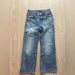 H&M girls jeans 12 year Baggy Bootcut leg distressed EUC